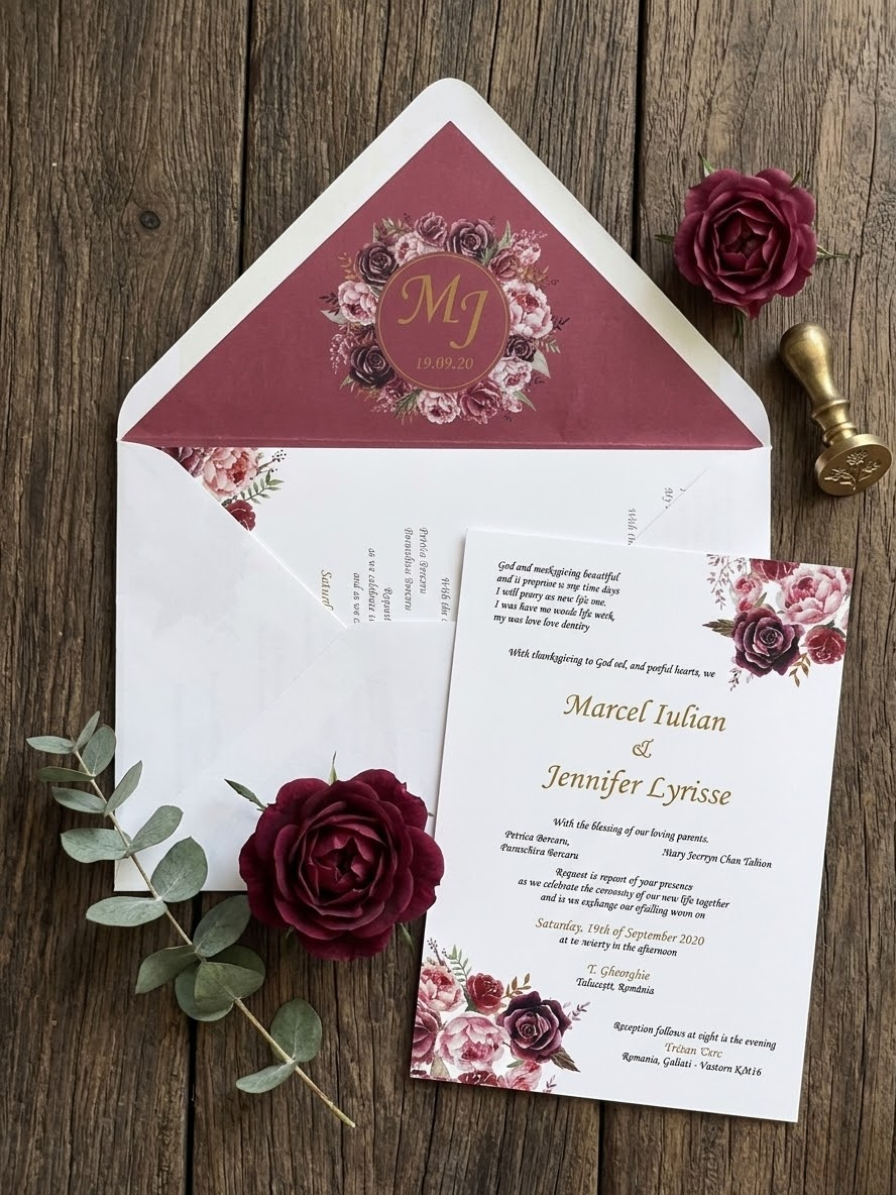 Digital printed invitation suite – includes response card and details card