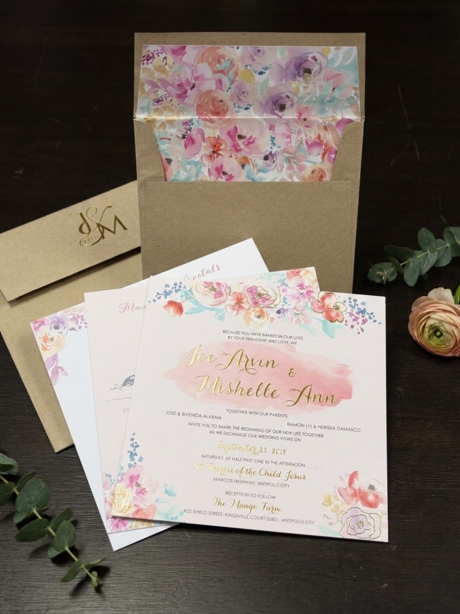 Foil stamped invitation – silver foil detail on textured paper