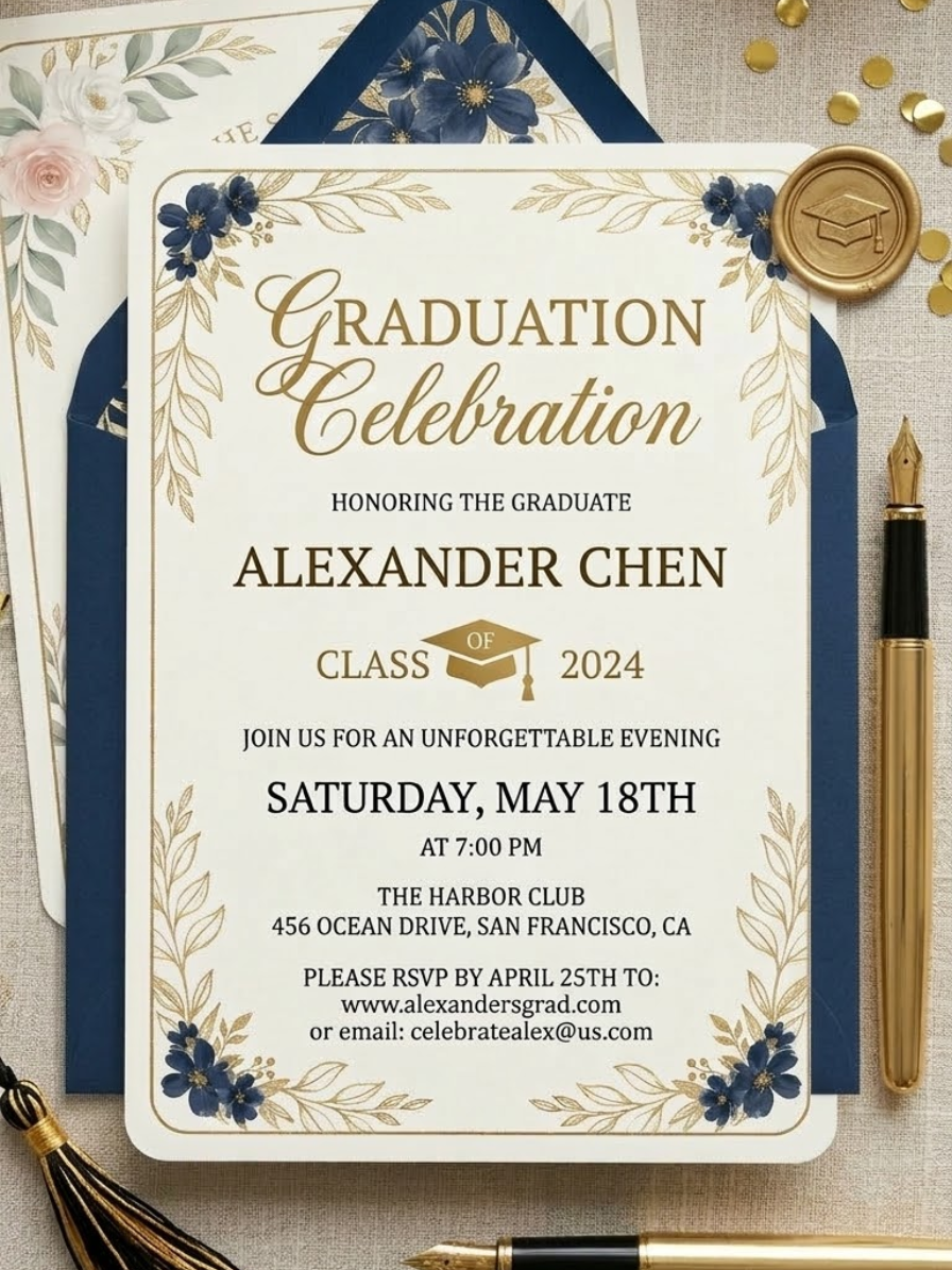 Graduation invitation – classic diploma-style design