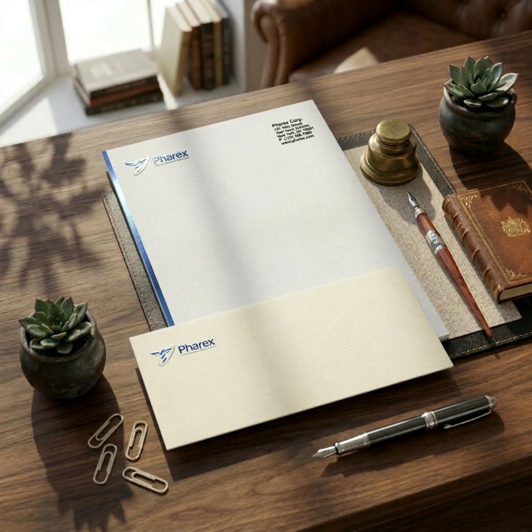 Premium texture letterhead - subtle paper finish for tactile brand experience