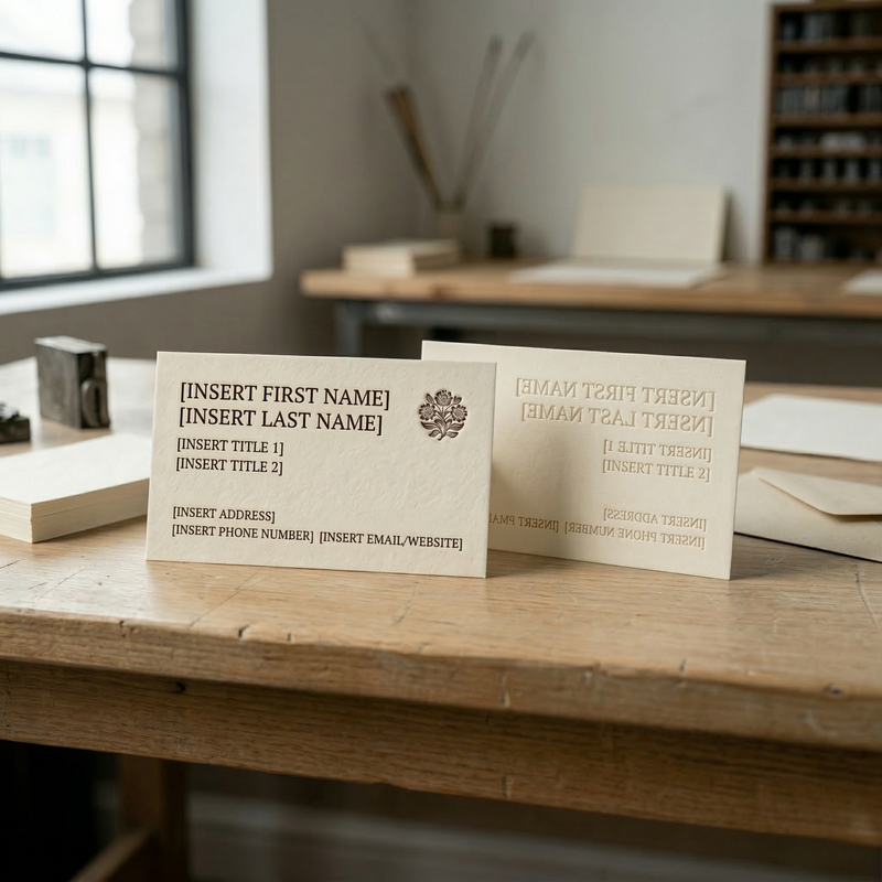 Letterpress business card - deep textured impression luxury branding