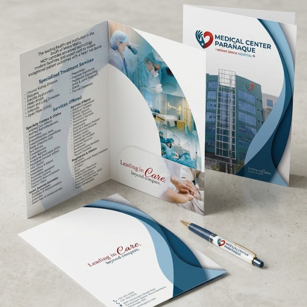 Branded presentation folders for proposals and marketing materials