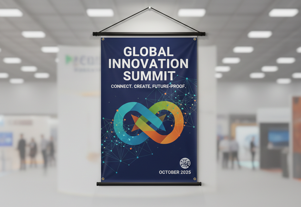 Portable trade show signage backdrop - custom large format printing