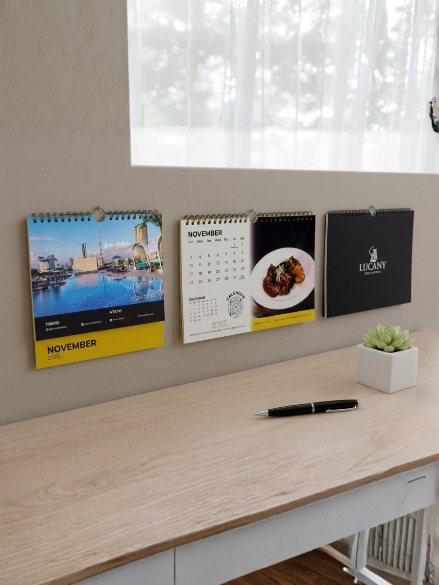 Premium custom wall calendar with full-bleed imagery and large date grids for home or office